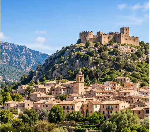 Alaró with Castell d'Alaró, Mallorca